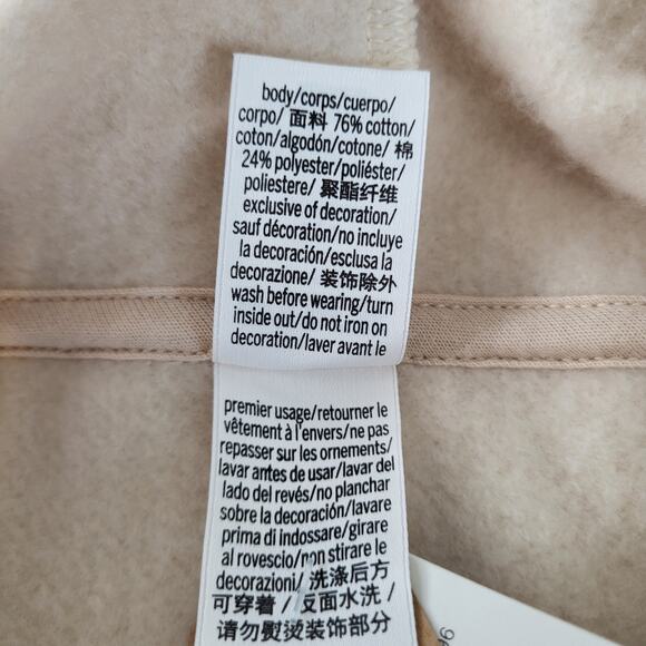 Victoria's Secret Pink Ivy Fleece Croppped Hoodie Sweatshirt Tan White Large - Picture 10 of 10